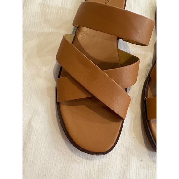 Madewell Tan Sandals The Mena Slide Leather Womens 6.5 Comfort Padding - Picture 3 of 12